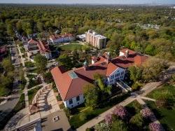 Photo of ariel view of campus buildings.